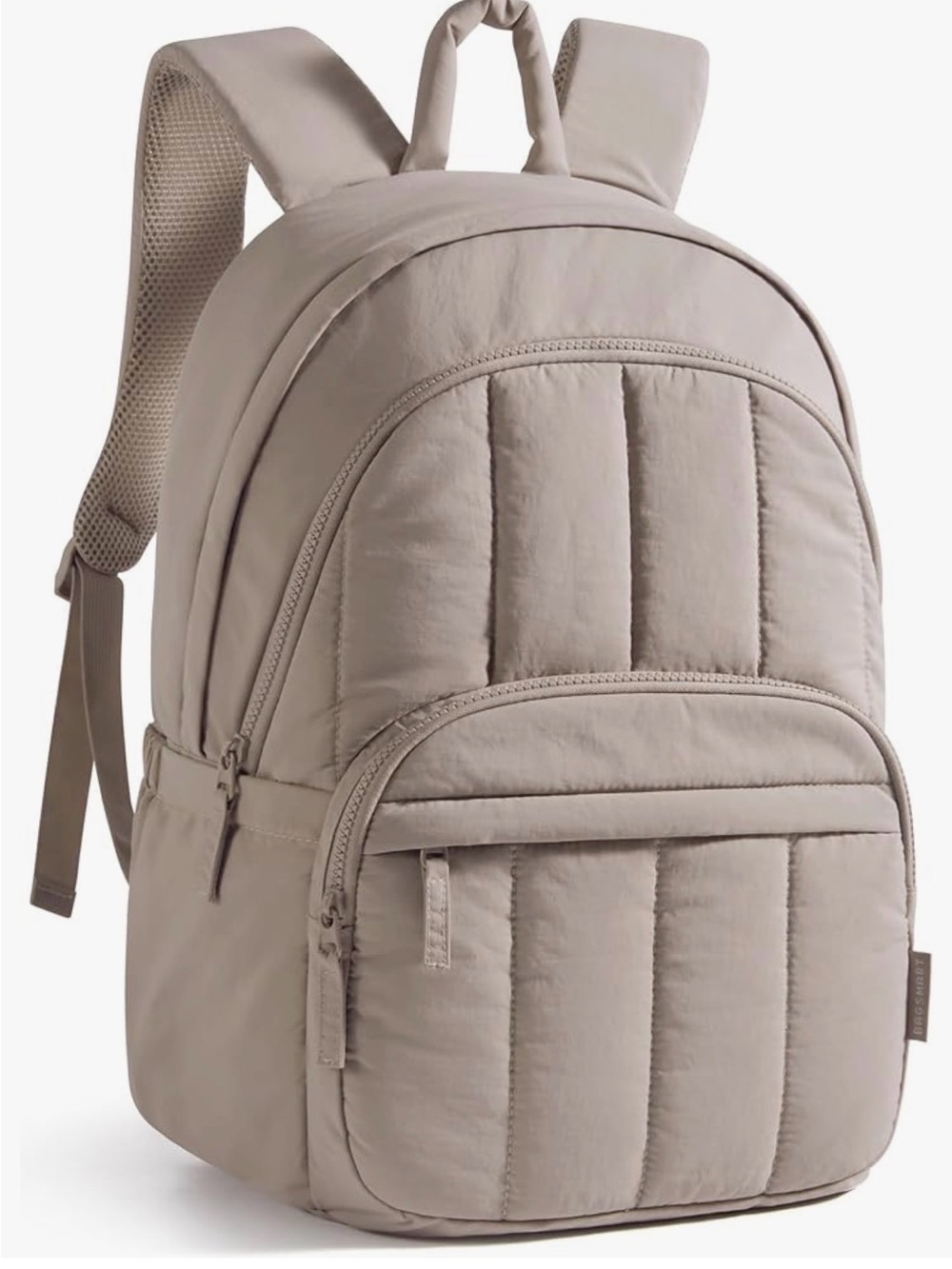 Quilted Daypack Laptop Backpack in Taupe